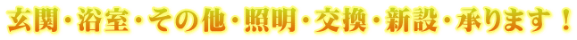 玄関・浴室・その他・照明・交換・新設・承ります!
